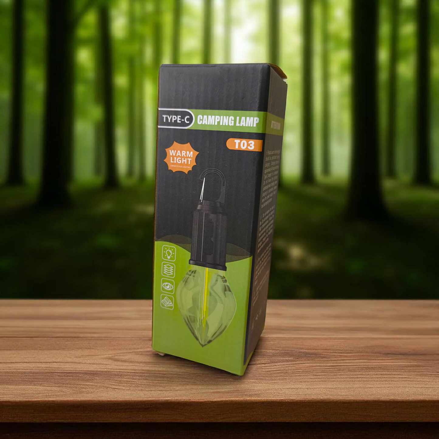 Rechargeable LED Hanging Camping Bulb – Warm Light with Hanging Hook