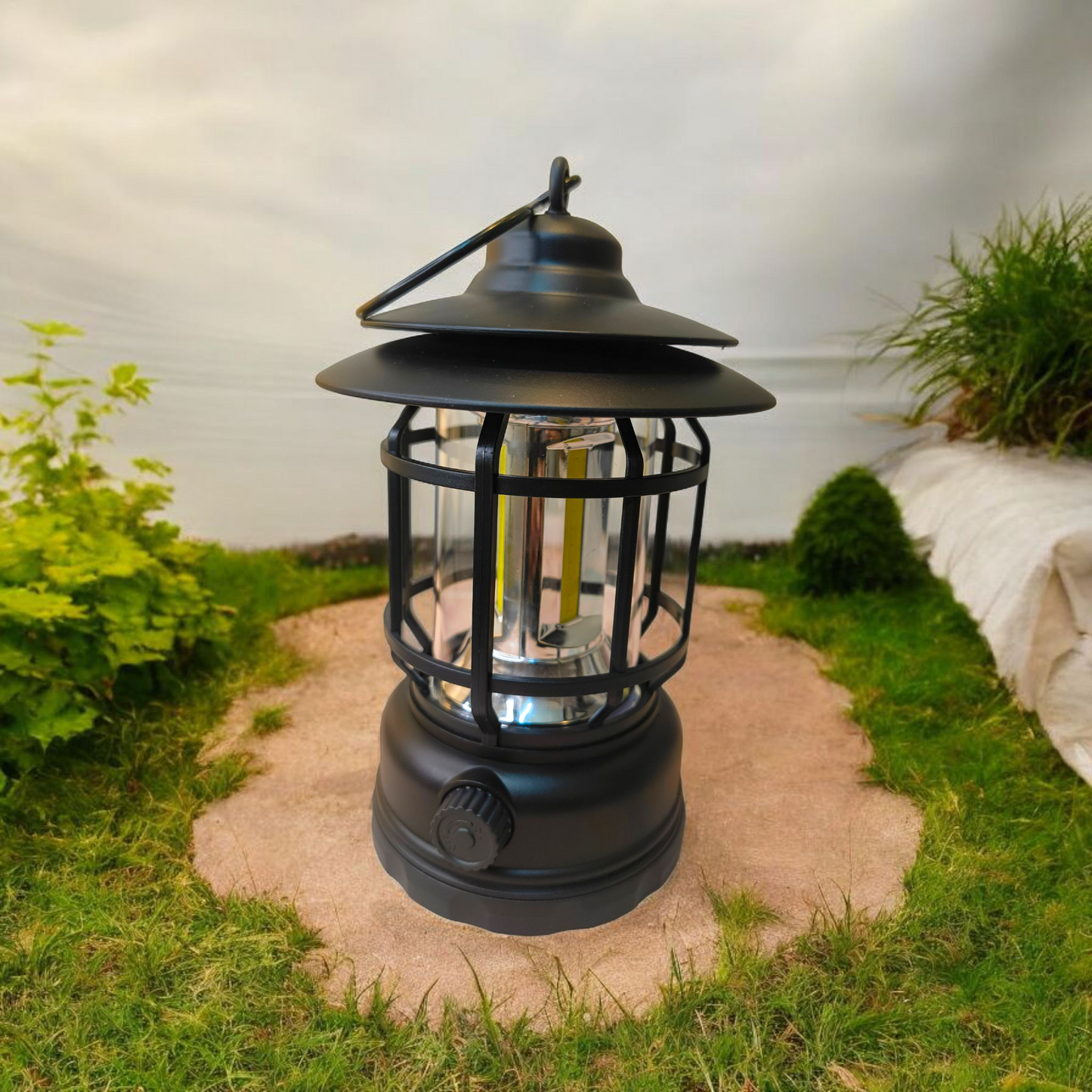 Vintage LED Camping Lantern – Rechargeable & Bright Outdoor Light