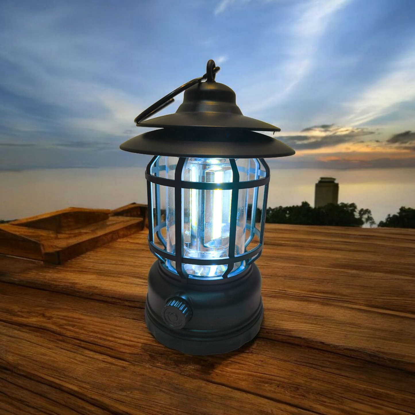 Vintage LED Camping Lantern – Rechargeable & Bright Outdoor Light