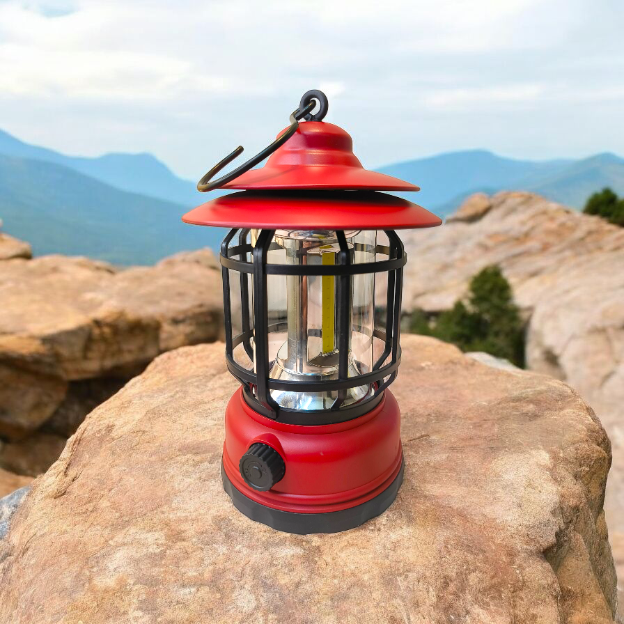 Vintage LED Camping Lantern – Rechargeable & Bright Outdoor Light