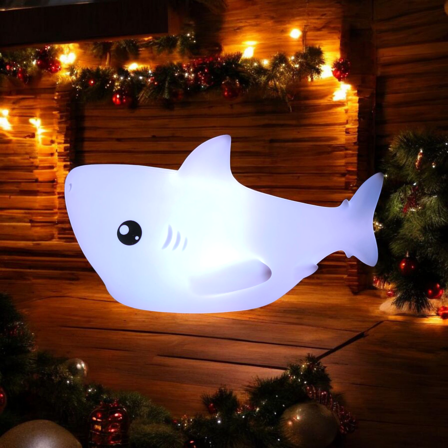 Shark Shaped Silicone LED Night Light – Rechargeable & Touch Control Lamp with 7 Colours