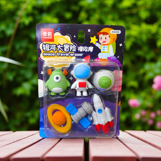 Galaxy Adventure Erasers – Space-Themed Cartoon Set