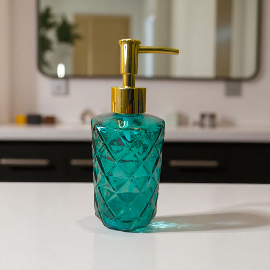 Luxury Diamond-Cut Glass Soap Dispenser