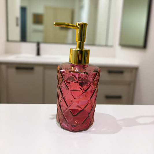 Luxury Diamond-Cut Glass Soap Dispenser