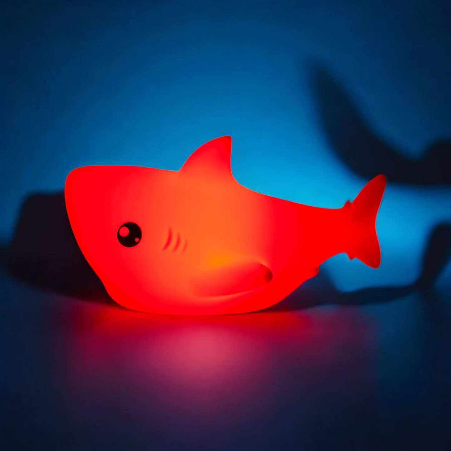 Shark Shaped Silicone LED Night Light – Rechargeable & Touch Control Lamp with 7 Colours