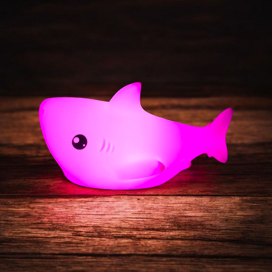 Shark Shaped Silicone LED Night Light – Rechargeable & Touch Control Lamp with 7 Colours